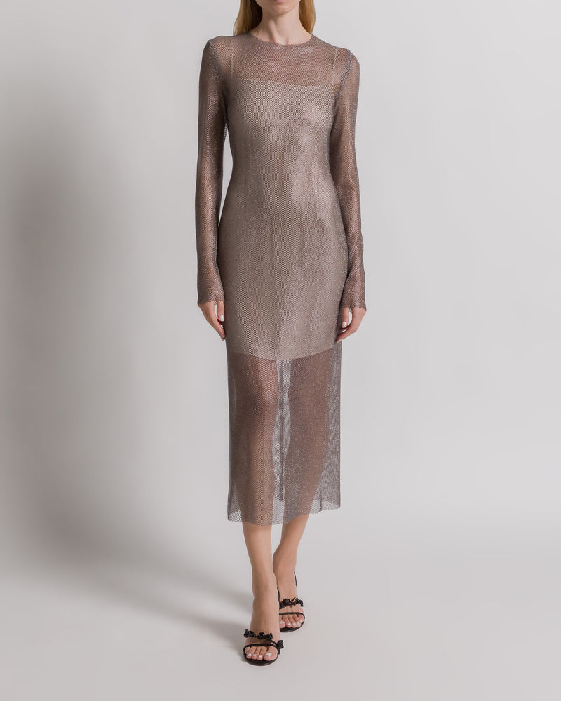 Abito midi in micro strass Argento Alberta Ferretti Boutique Online 1