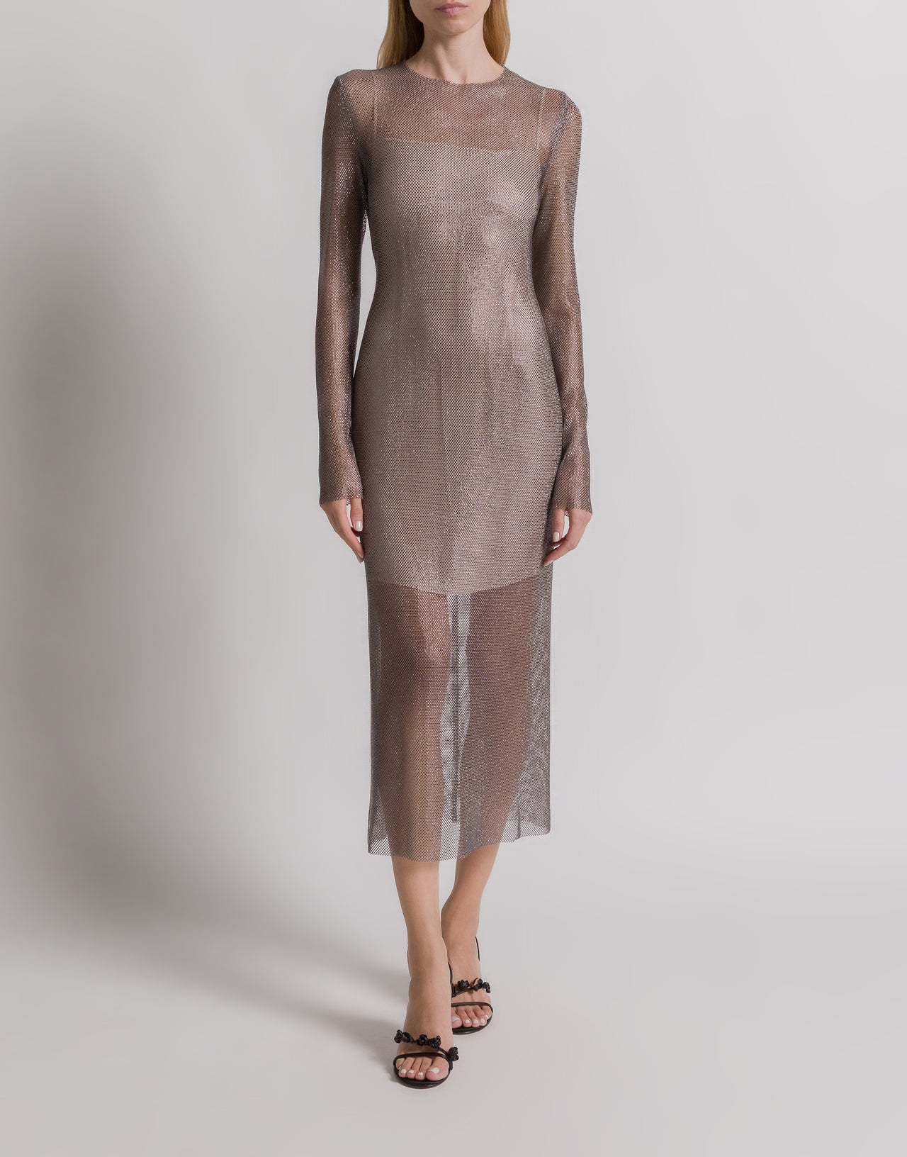 Micro-rhinestone midi dress Silver Alberta Ferretti Boutique Online 2