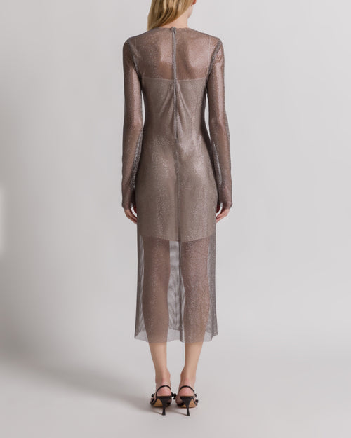 Micro-rhinestone midi dress