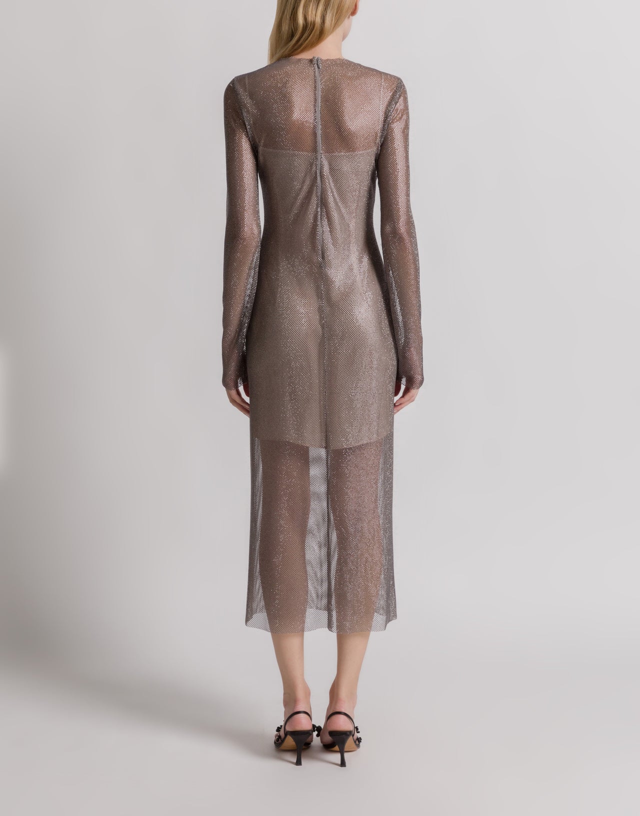 Micro-rhinestone midi dress Silver Alberta Ferretti Boutique Online 3