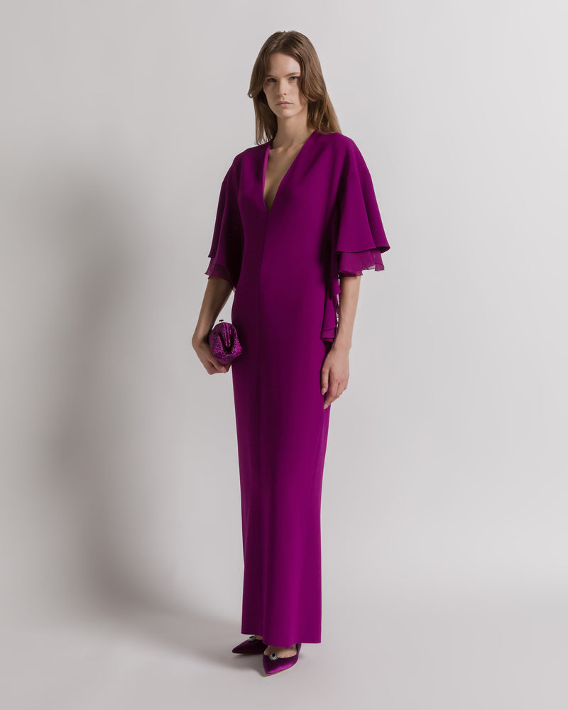 Abito lungo ametista con maniche a mantella  Viola Alberta Ferretti Boutique Online 1