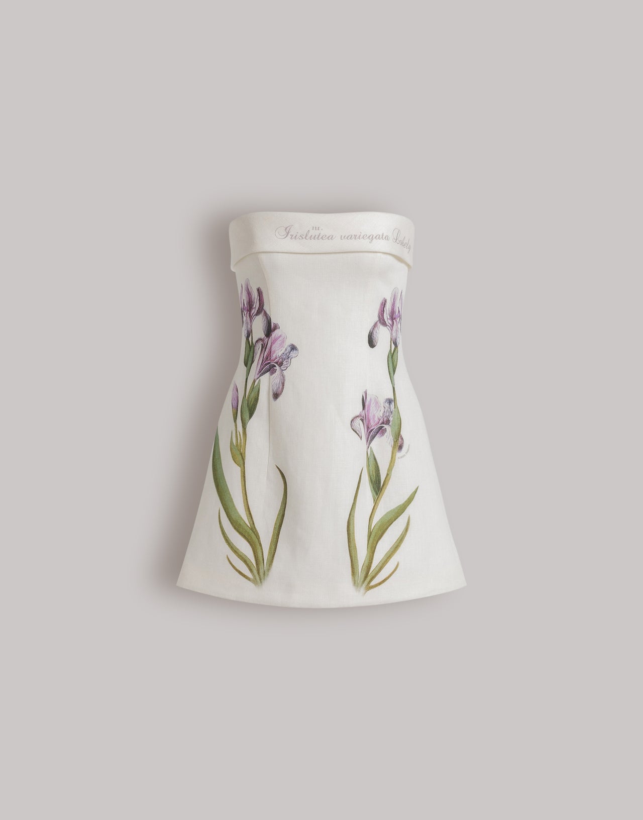 Iris print linen bustier dress Ivory Alberta Ferretti Boutique Online 1