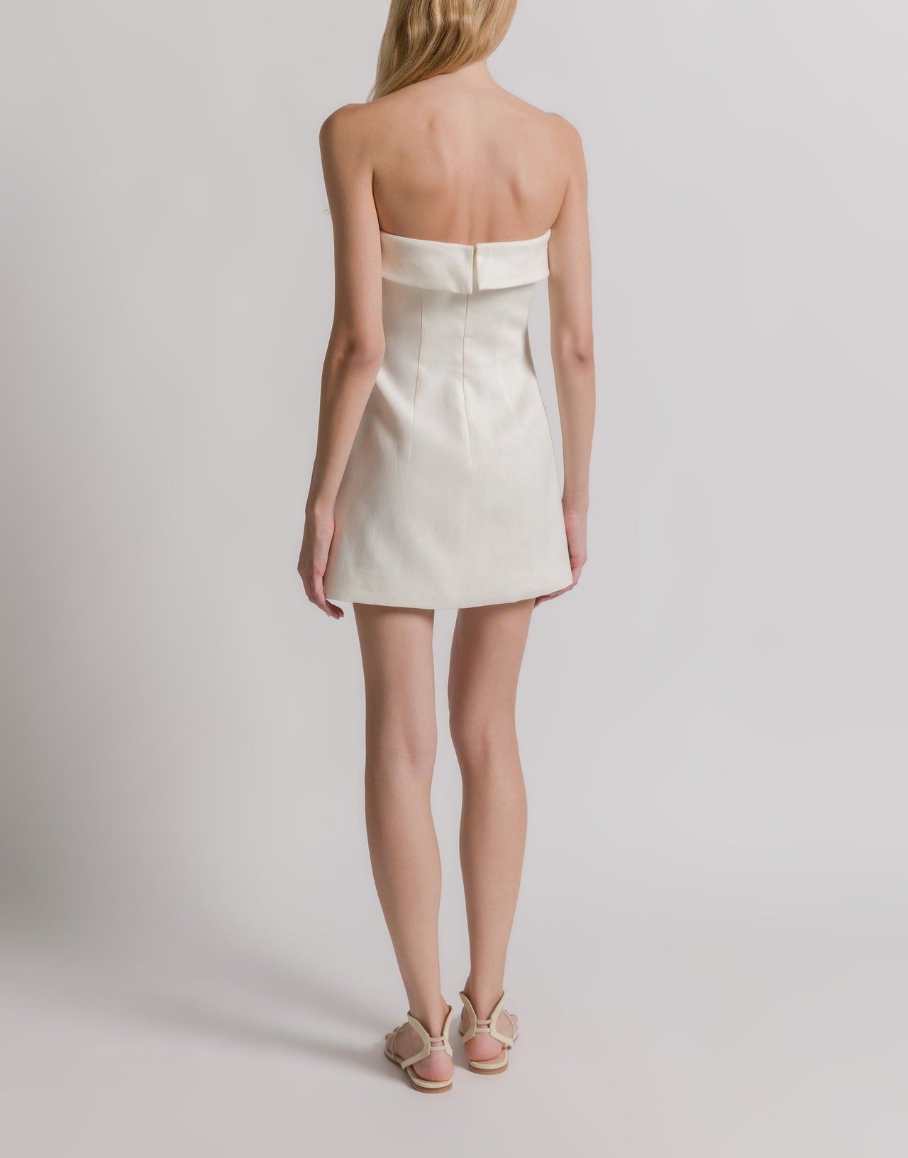 Iris print linen bustier dress Ivory Alberta Ferretti Boutique Online 3