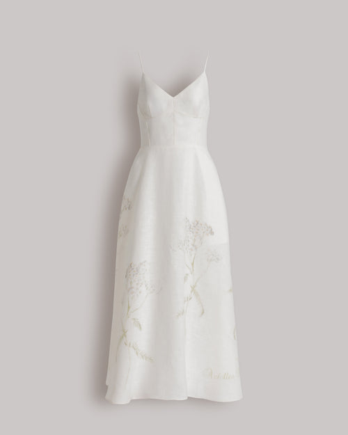 Linen summer dress with floral print