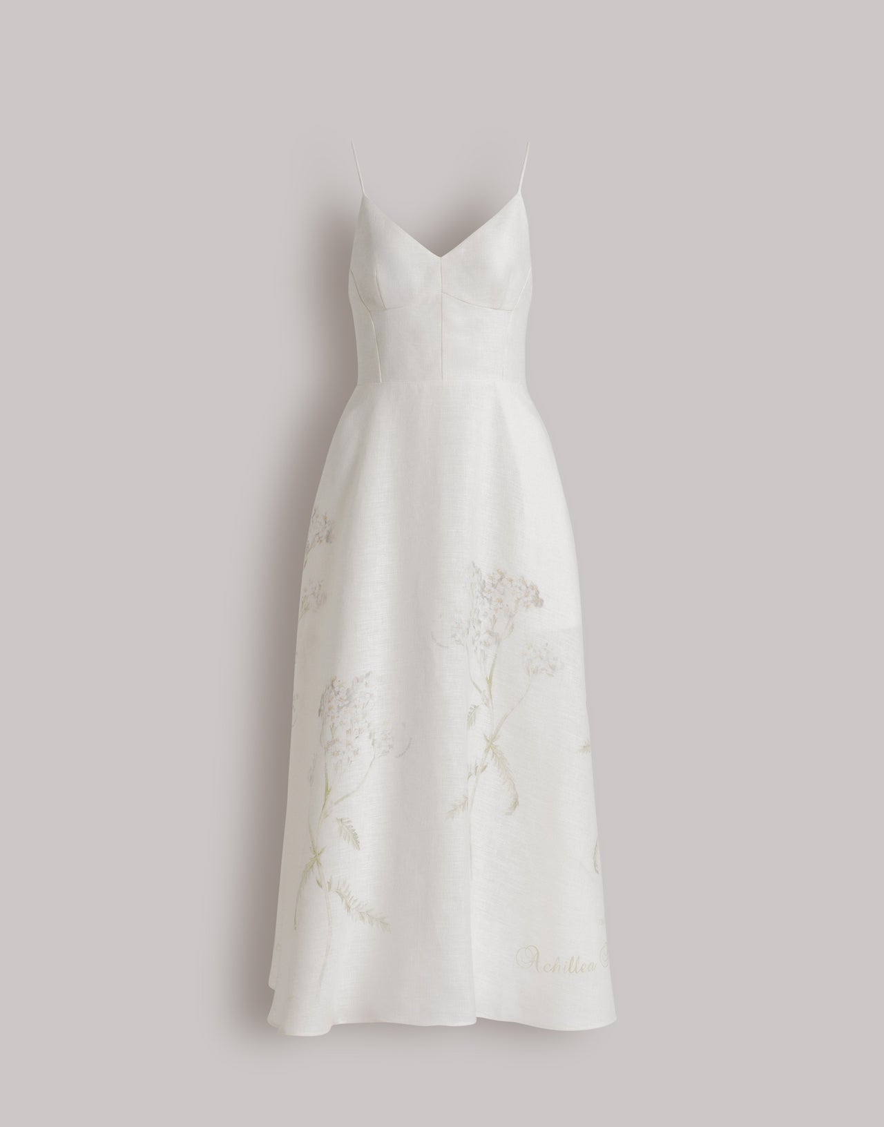 Linen summer dress with floral print White Alberta Ferretti Boutique Online 4