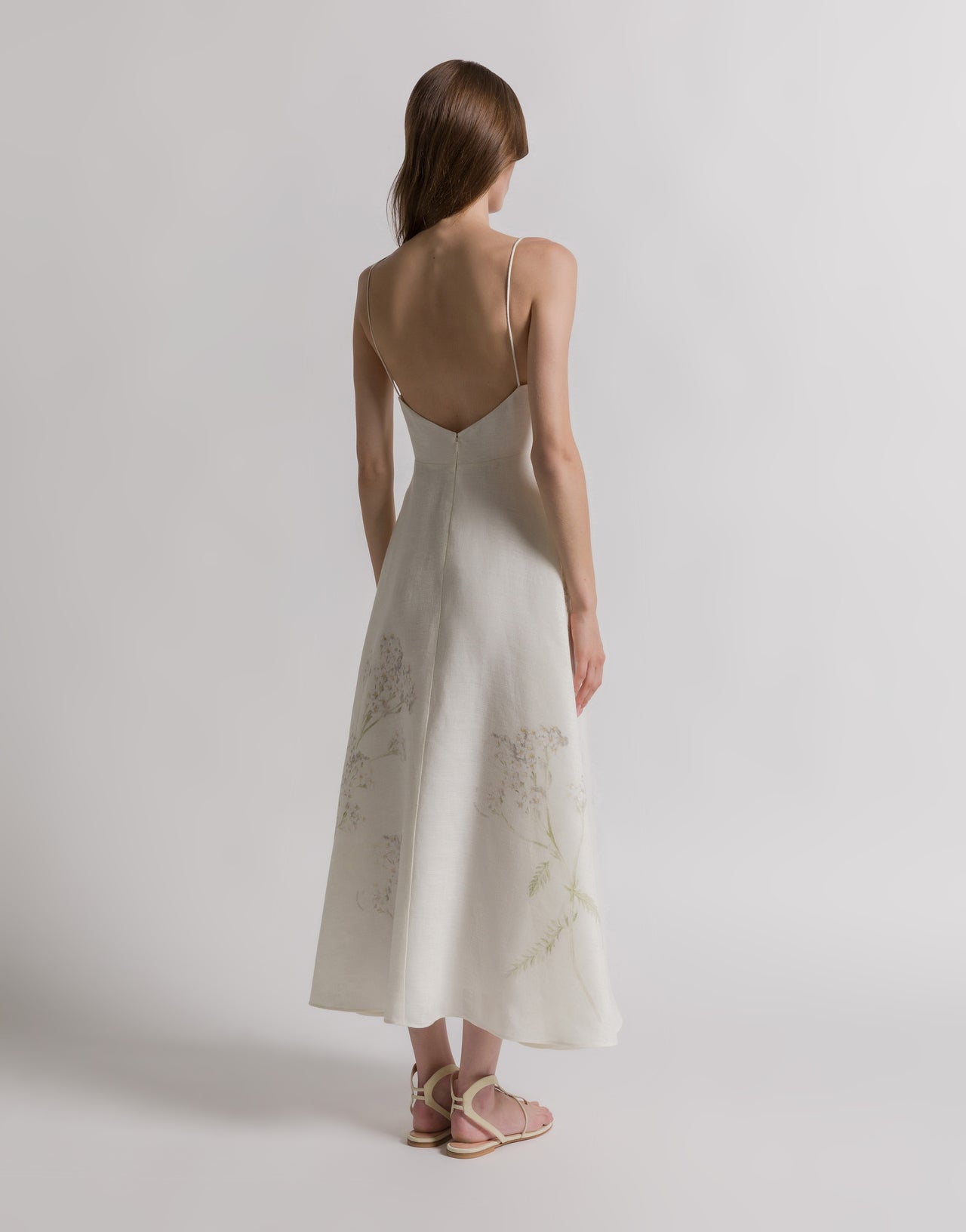 Linen summer dress with floral print White Alberta Ferretti Boutique Online 2