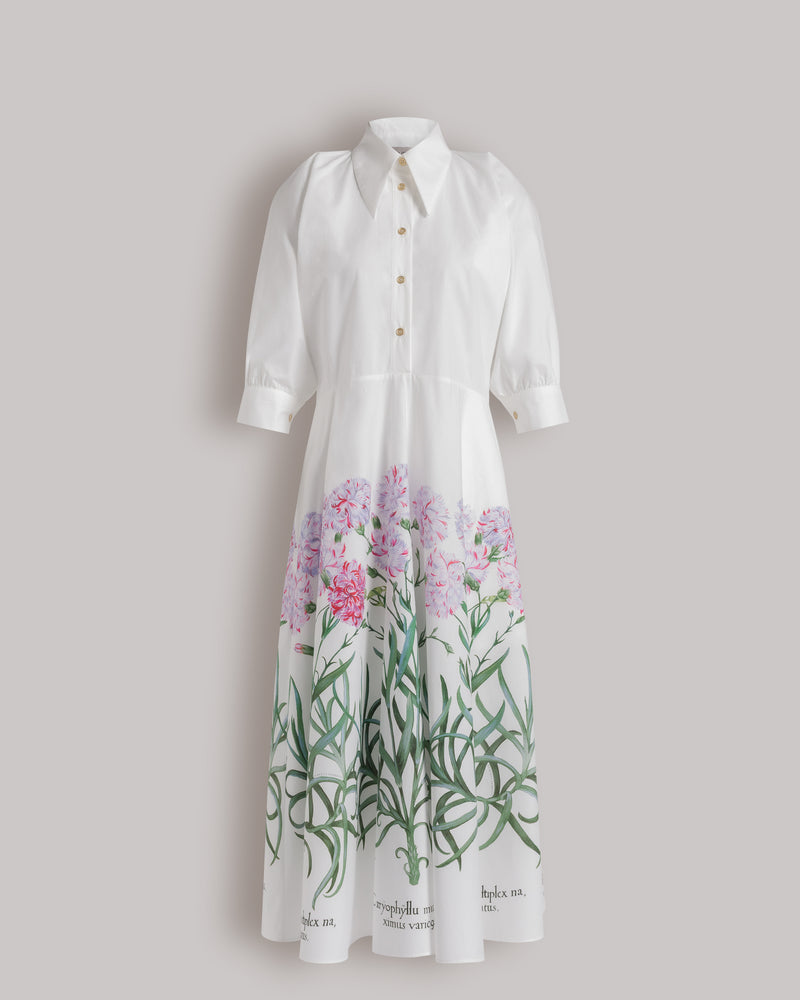 Cotton shirt dress with Herbarium print White Alberta Ferretti Boutique Online 0