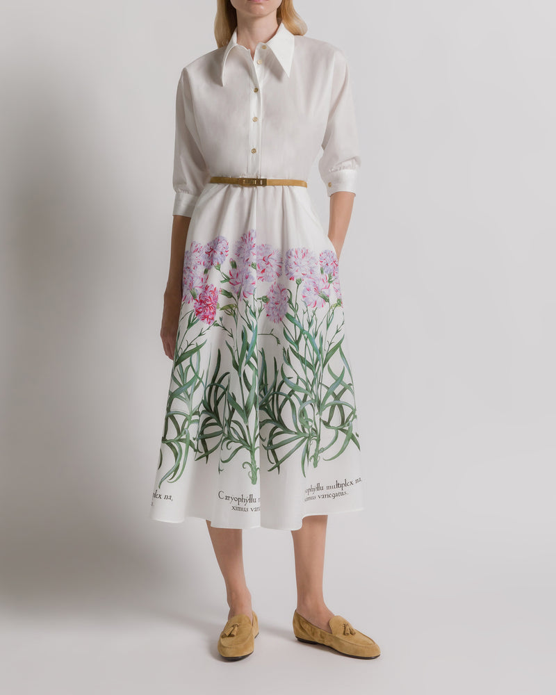 Cotton shirt dress with Herbarium print White Alberta Ferretti Boutique Online 1
