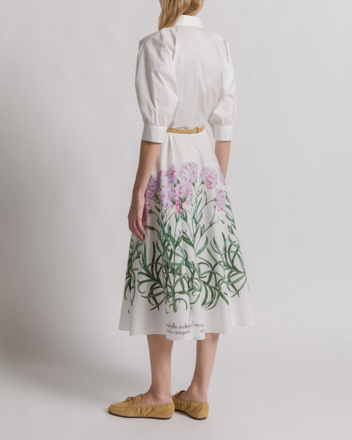 Cotton shirt dress with Herbarium print