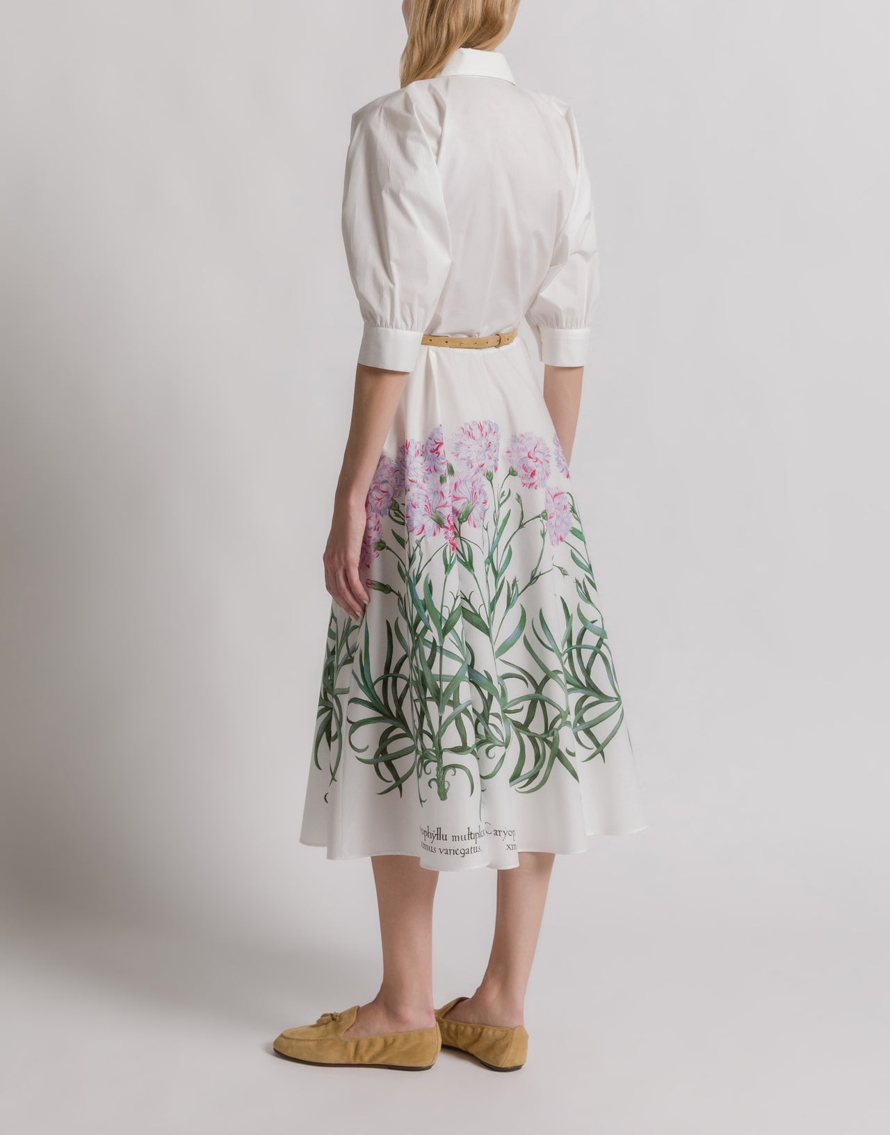 Cotton shirt dress with Herbarium print White Alberta Ferretti Boutique Online 3