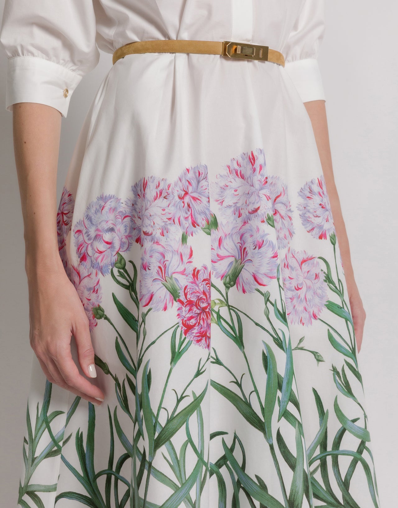 Cotton shirt dress with Herbarium print White Alberta Ferretti Boutique Online 4