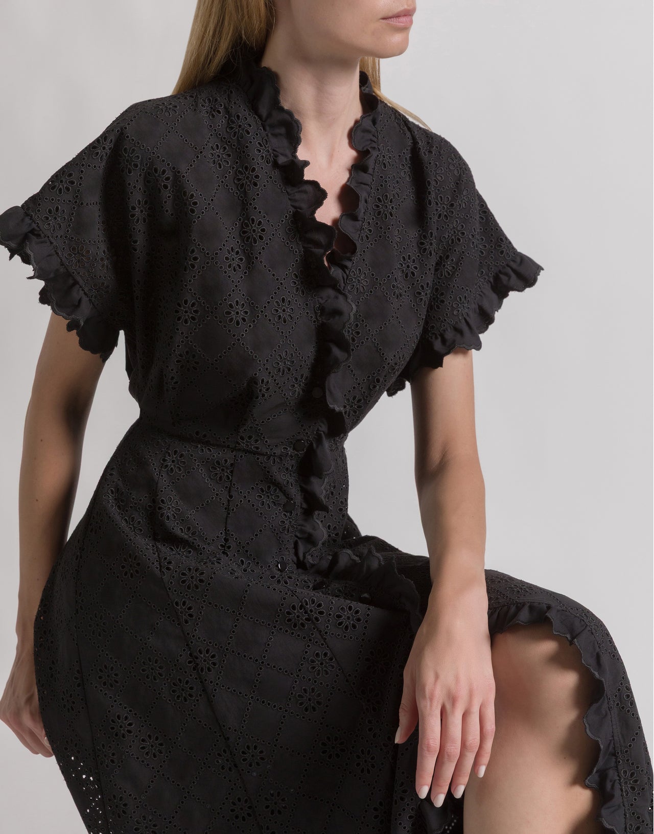 Robe en dentelle Sangallo Noir Alberta Ferretti Boutique Online 4