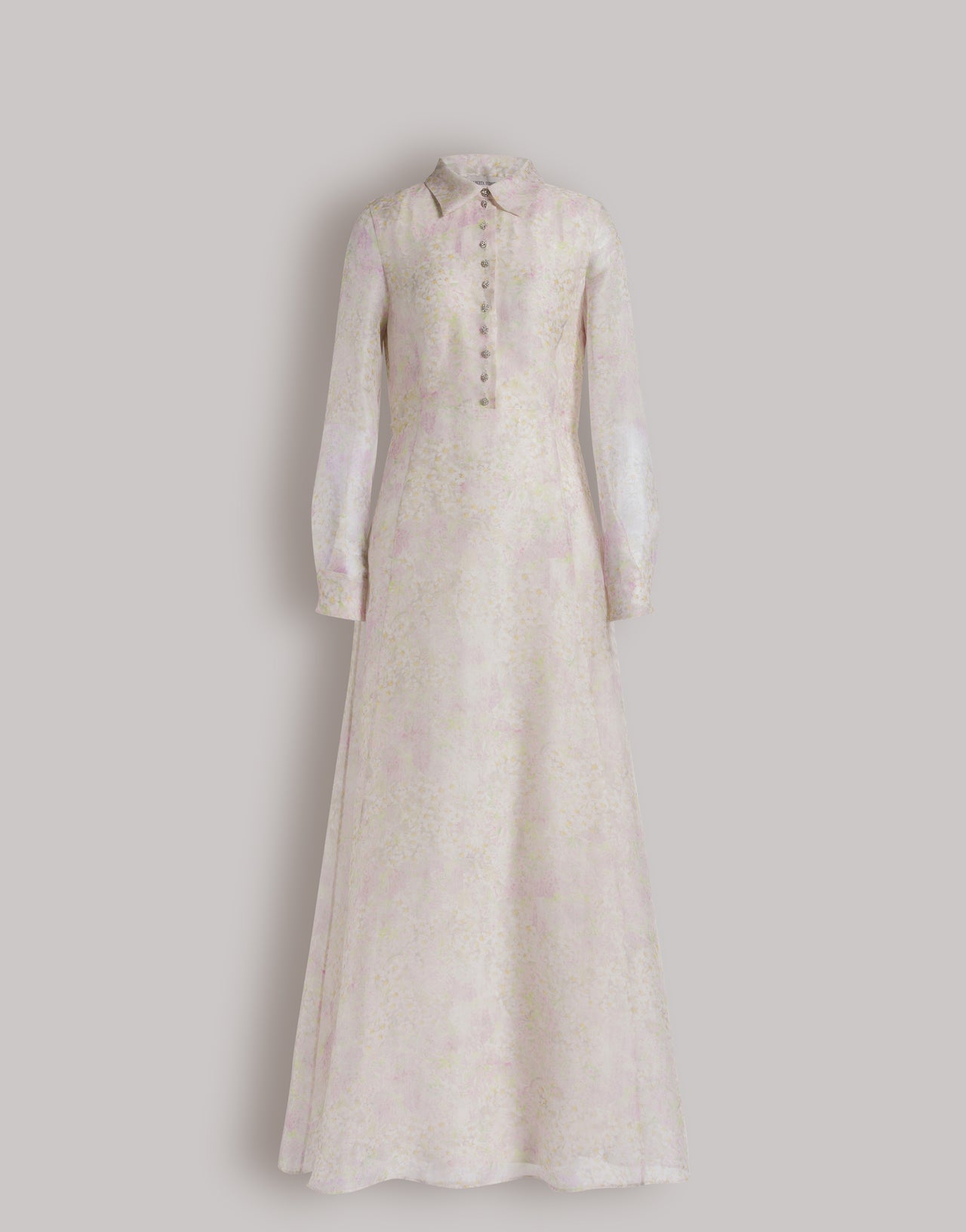 Silk organza shirt dress with floral print Ivory Alberta Ferretti Boutique Online 4