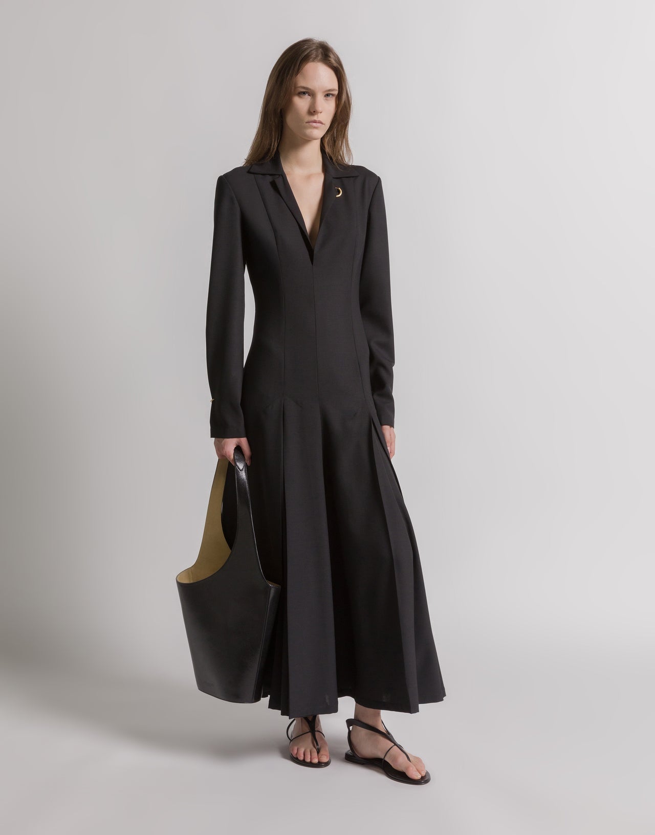 Langes Wollkleid mit Piercings 黑色 Alberta Ferretti Boutique Online 1