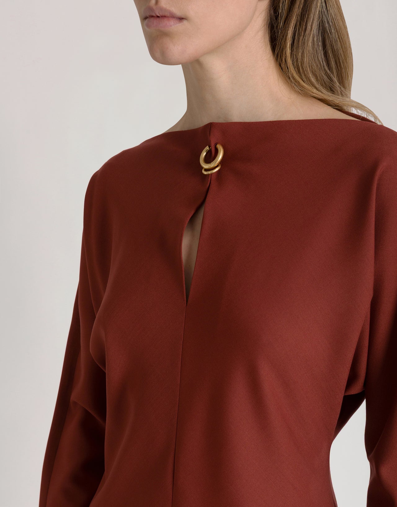 Midi dress with piercing detail 棕色 Alberta Ferretti Boutique Online 4