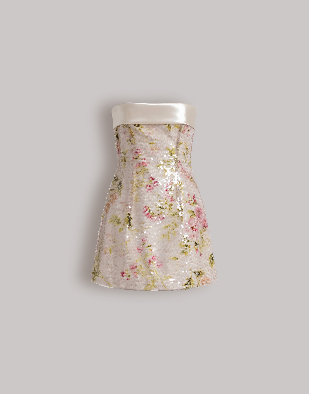 Minidress with floral sequins 象牙 Alberta Ferretti Boutique Online 1