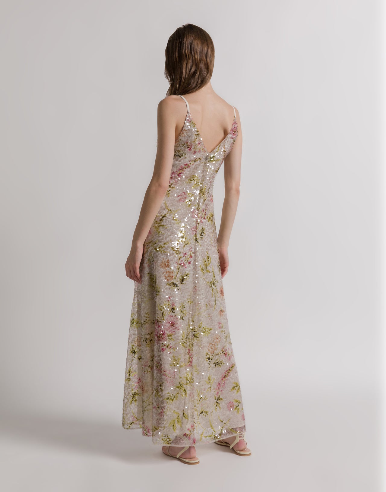 Evening dress with floral sequins Ivory Alberta Ferretti Boutique Online 2