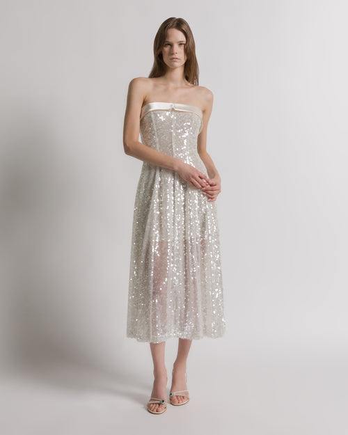 Sequined bustier dress White Alberta Ferretti Boutique Online 0