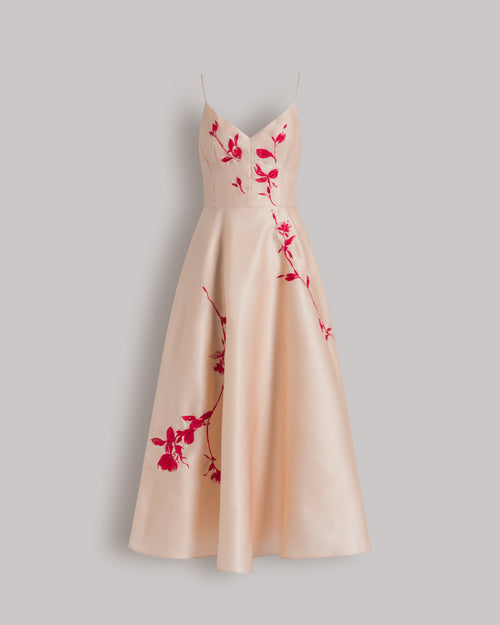 Silk organza dress with floral embroidery Pink Alberta Ferretti Boutique Online 0