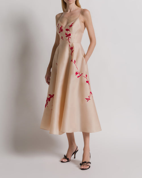 Silk organza dress with floral embroidery Pink Alberta Ferretti Boutique Online 1