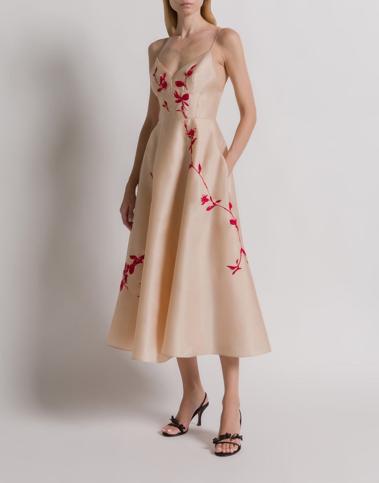 Silk organza dress with floral embroidery Pink Alberta Ferretti Boutique Online 2