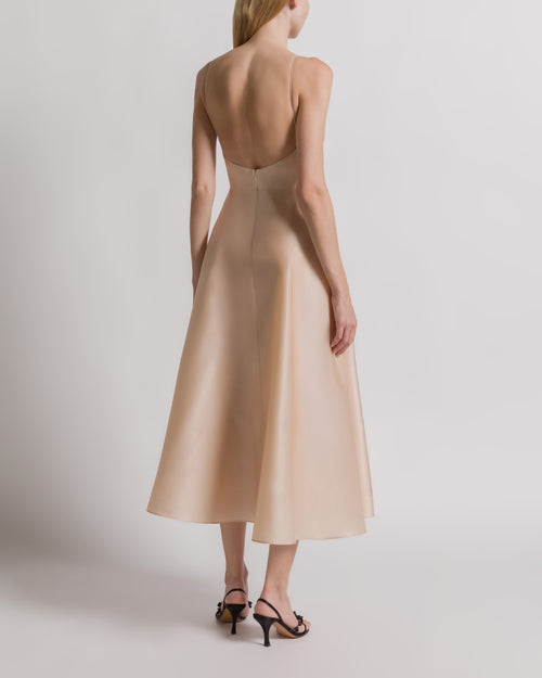 Silk organza dress with floral embroidery