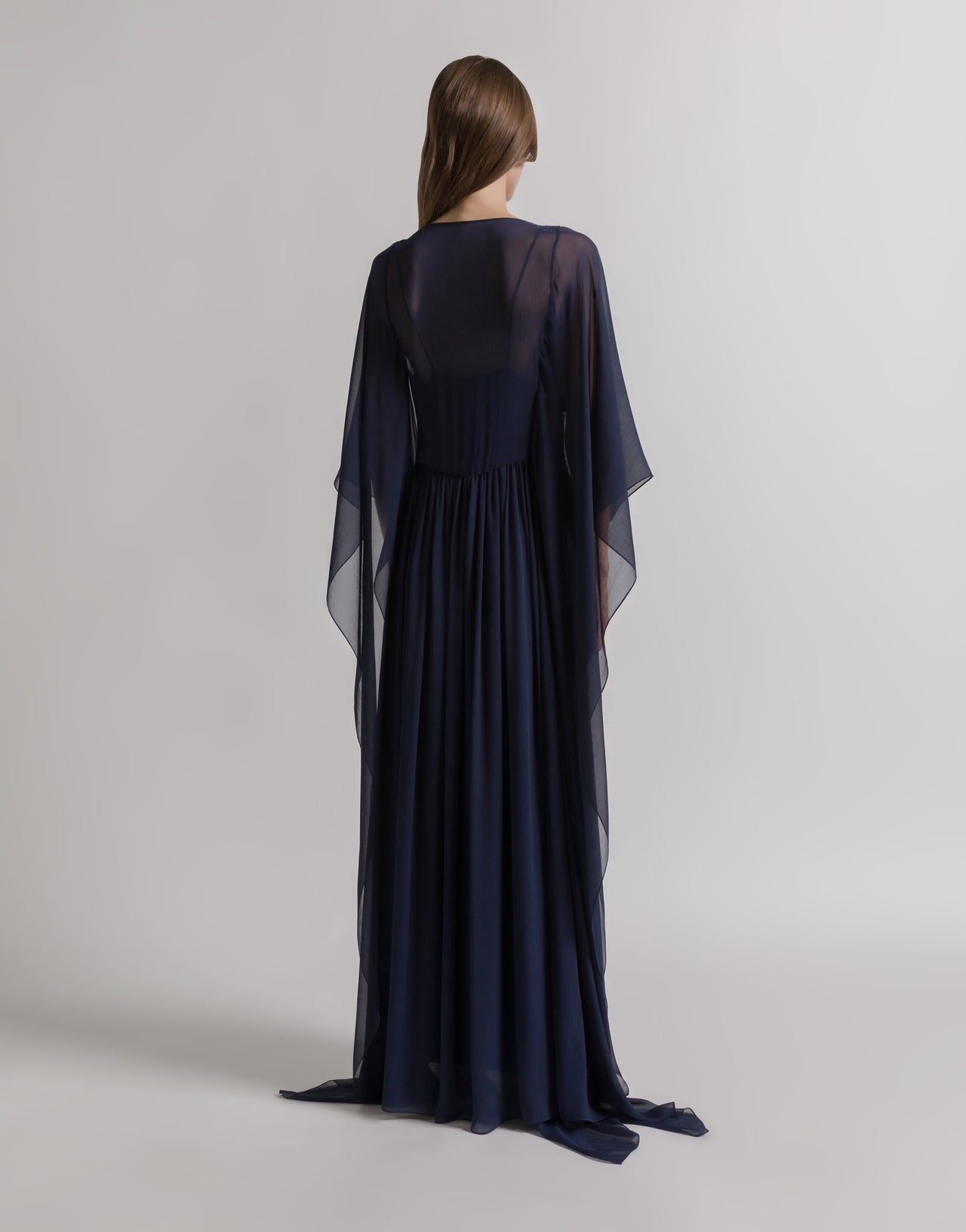Silk creponne evening dress Blue Alberta Ferretti Boutique Online 2
