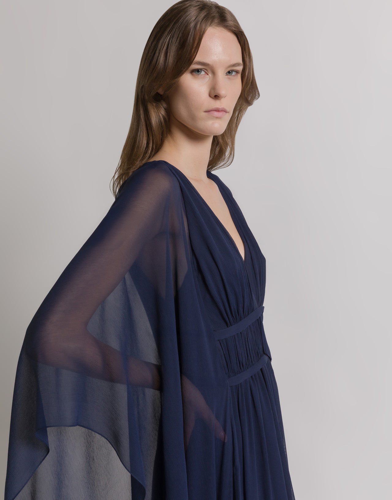 Silk creponne evening dress Blue Alberta Ferretti Boutique Online 3