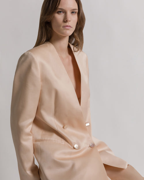 Giacca doppiopetto in organza di seta  粉红色 Alberta Ferretti Boutique Online 0