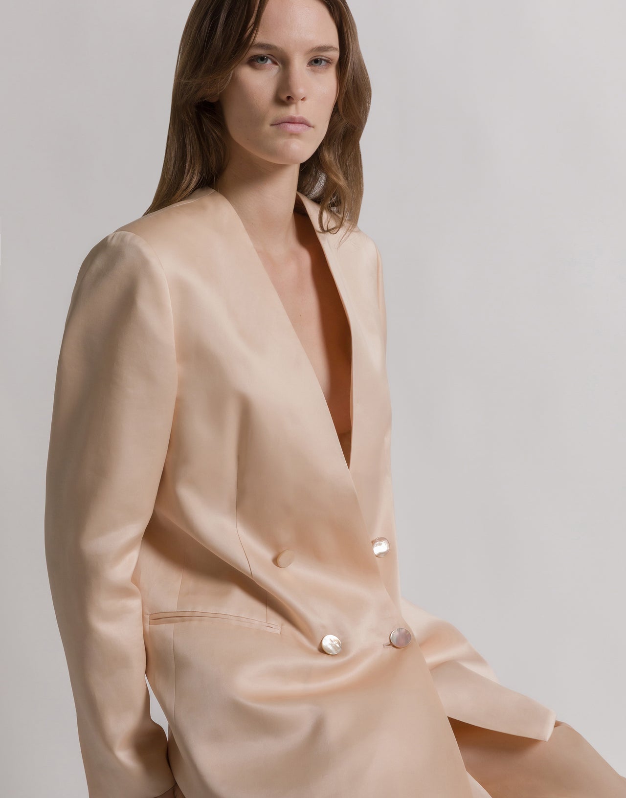 Silk organza double-breasted jacket 粉红色 Alberta Ferretti Boutique Online 1