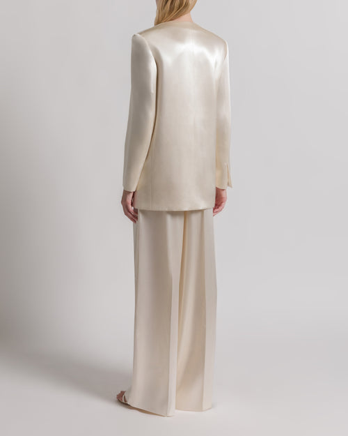 Shiny satin double-breasted jacket