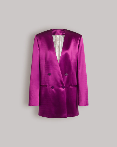 Shiny satin double-breasted jacket