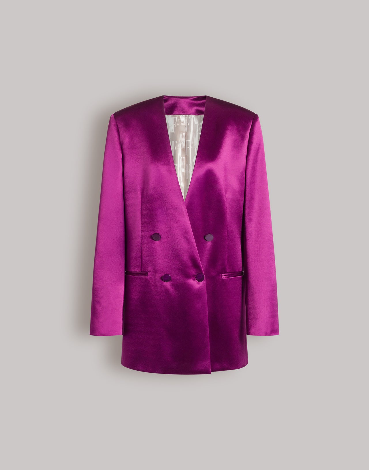 Shiny satin double-breasted jacket Purple Alberta Ferretti Boutique Online 4