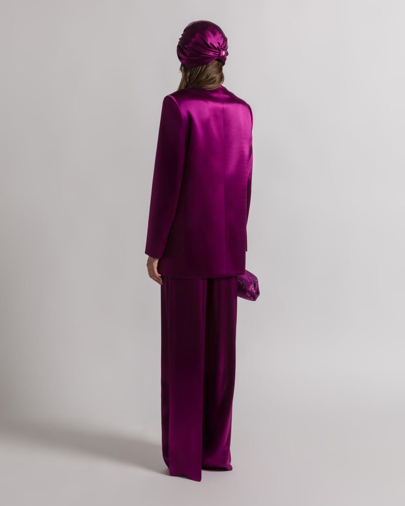 Shiny satin double-breasted jacket Purple Alberta Ferretti Boutique Online 1