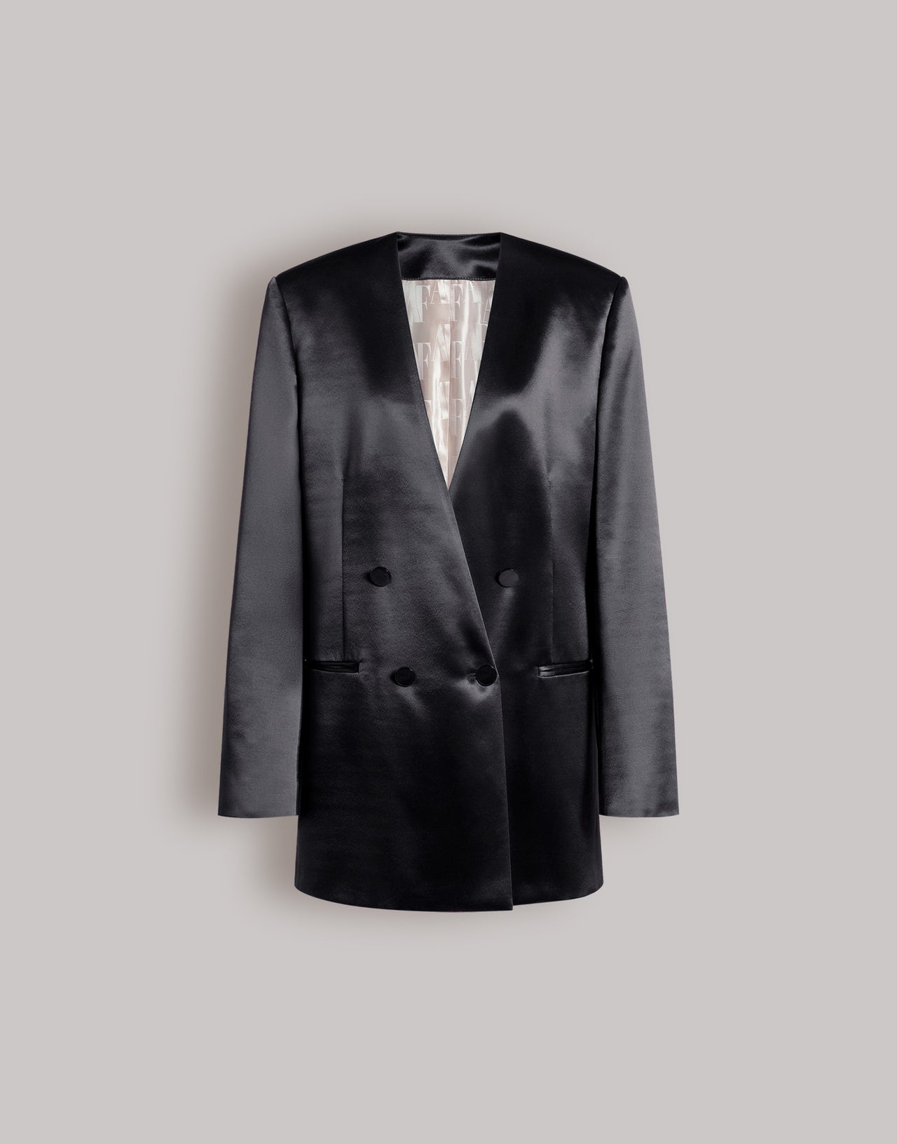 Shiny satin double-breasted jacket Black Alberta Ferretti Boutique Online 1