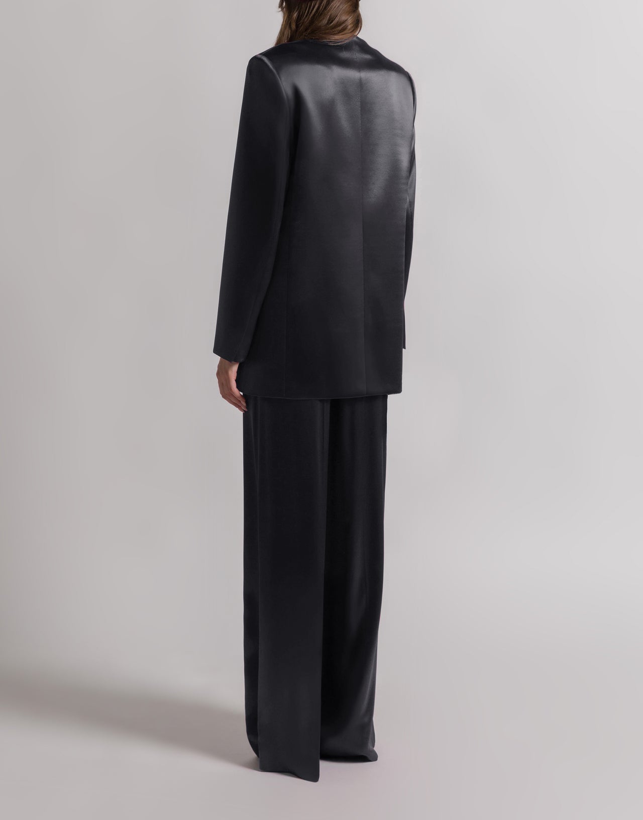 Shiny satin double-breasted jacket Black Alberta Ferretti Boutique Online 3