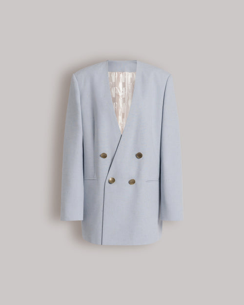 Double-breasted tweed jacket Light blue Alberta Ferretti Boutique Online 0