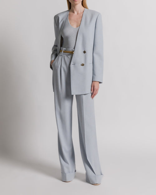 Double-breasted tweed jacket Light blue Alberta Ferretti Boutique Online 1