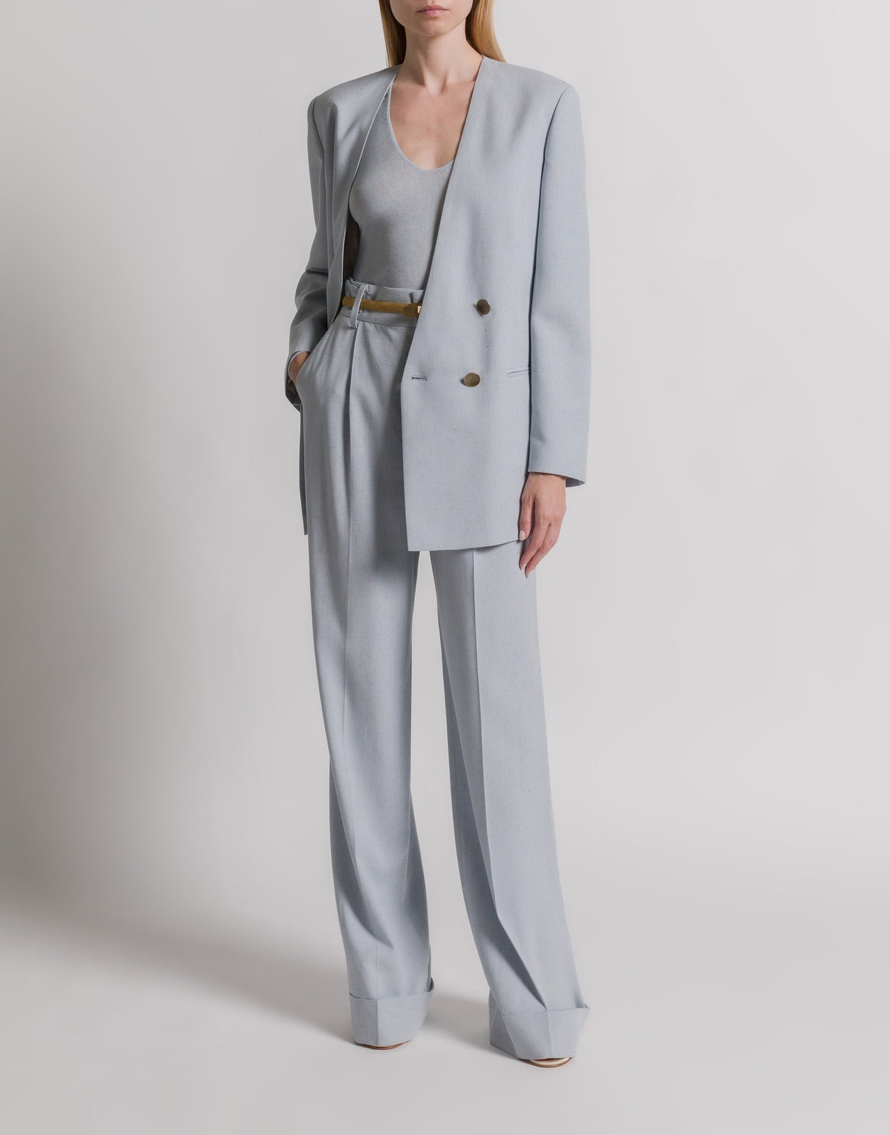 Veste en tweed à double boutonnage Bleu Alberta Ferretti Boutique Online 2