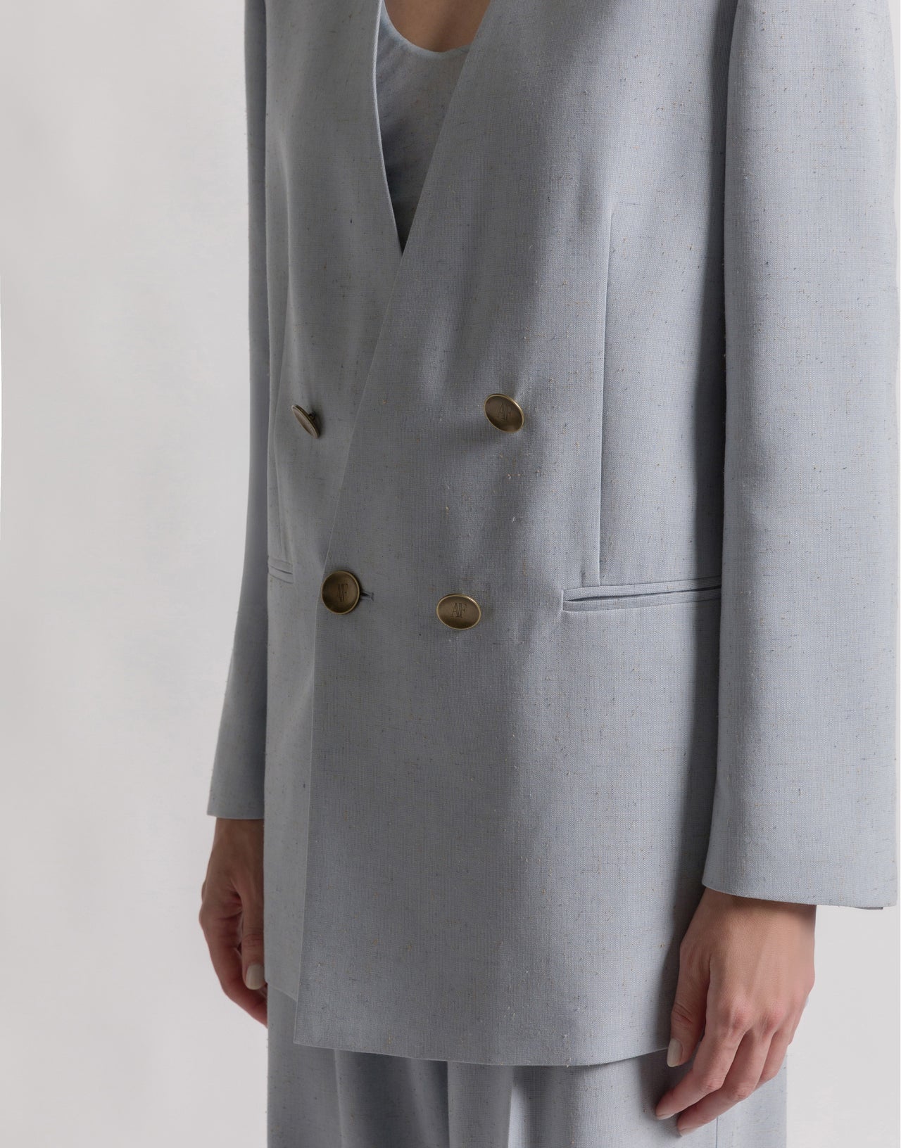 Veste en tweed à double boutonnage Bleu Alberta Ferretti Boutique Online 4