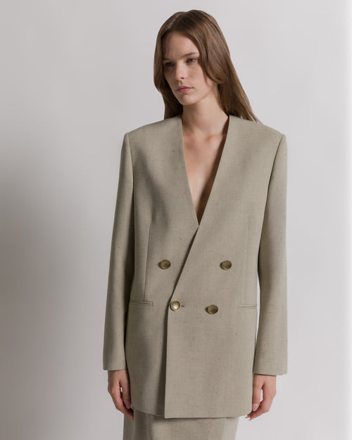 Double-breasted tweed jacket Beige Alberta Ferretti Boutique Online 0