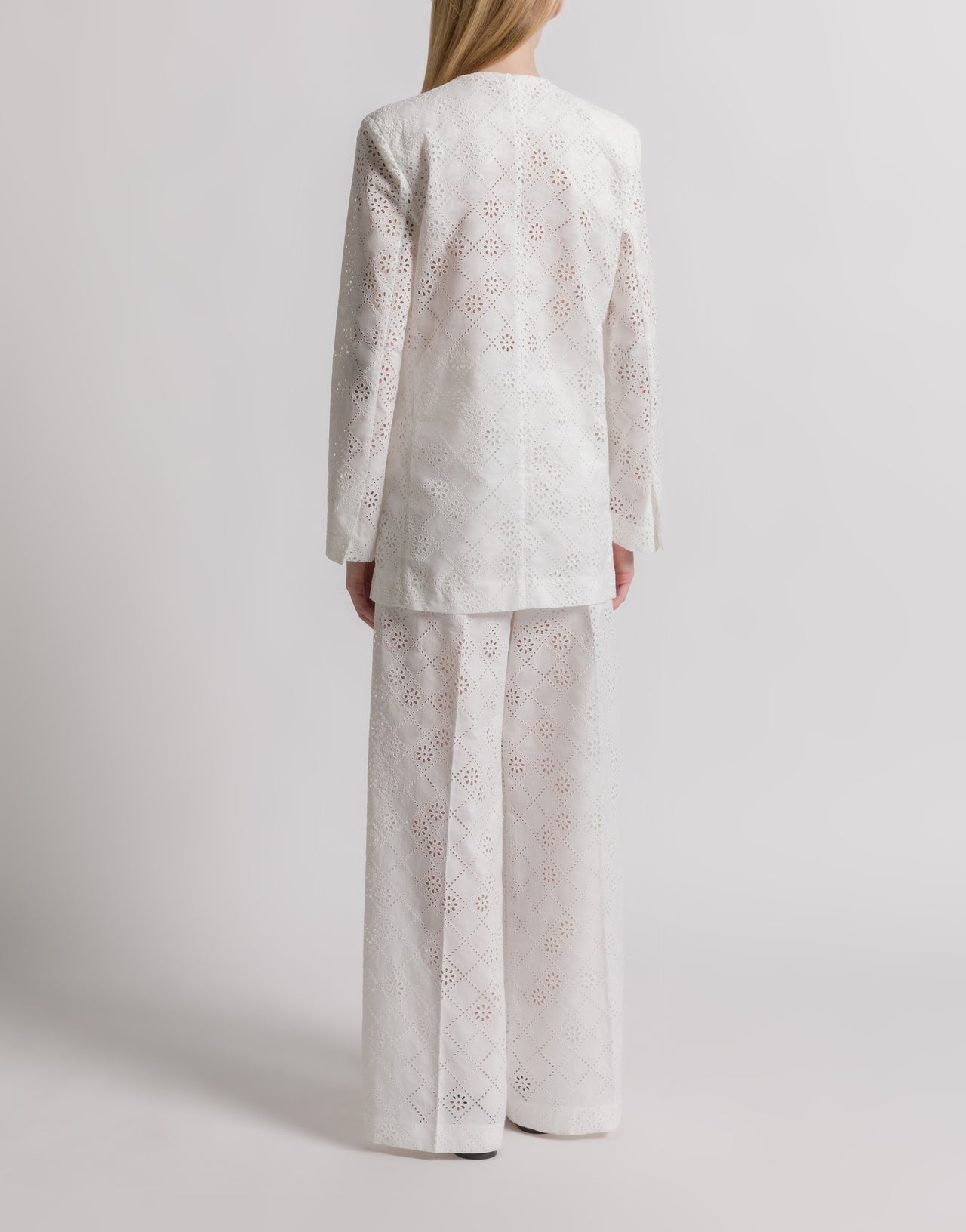 Sangallo lace double-breasted blazer 白色 Alberta Ferretti Boutique Online 3