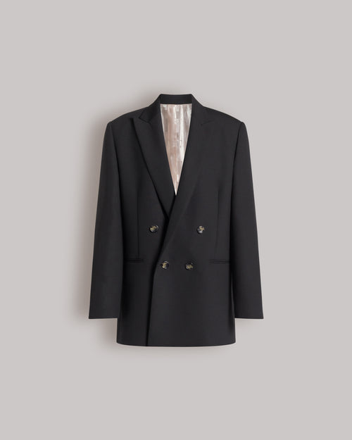 Tropical Wool Double-breasted Blazer Black Alberta Ferretti Boutique Online 0