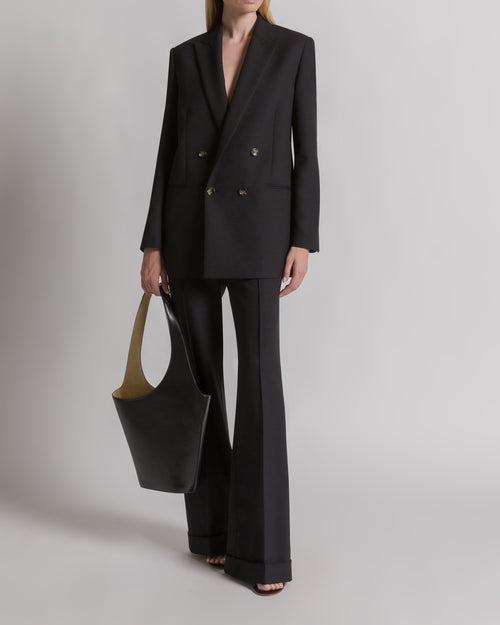 Tropical Wool Double-breasted Blazer Black Alberta Ferretti Boutique Online 1