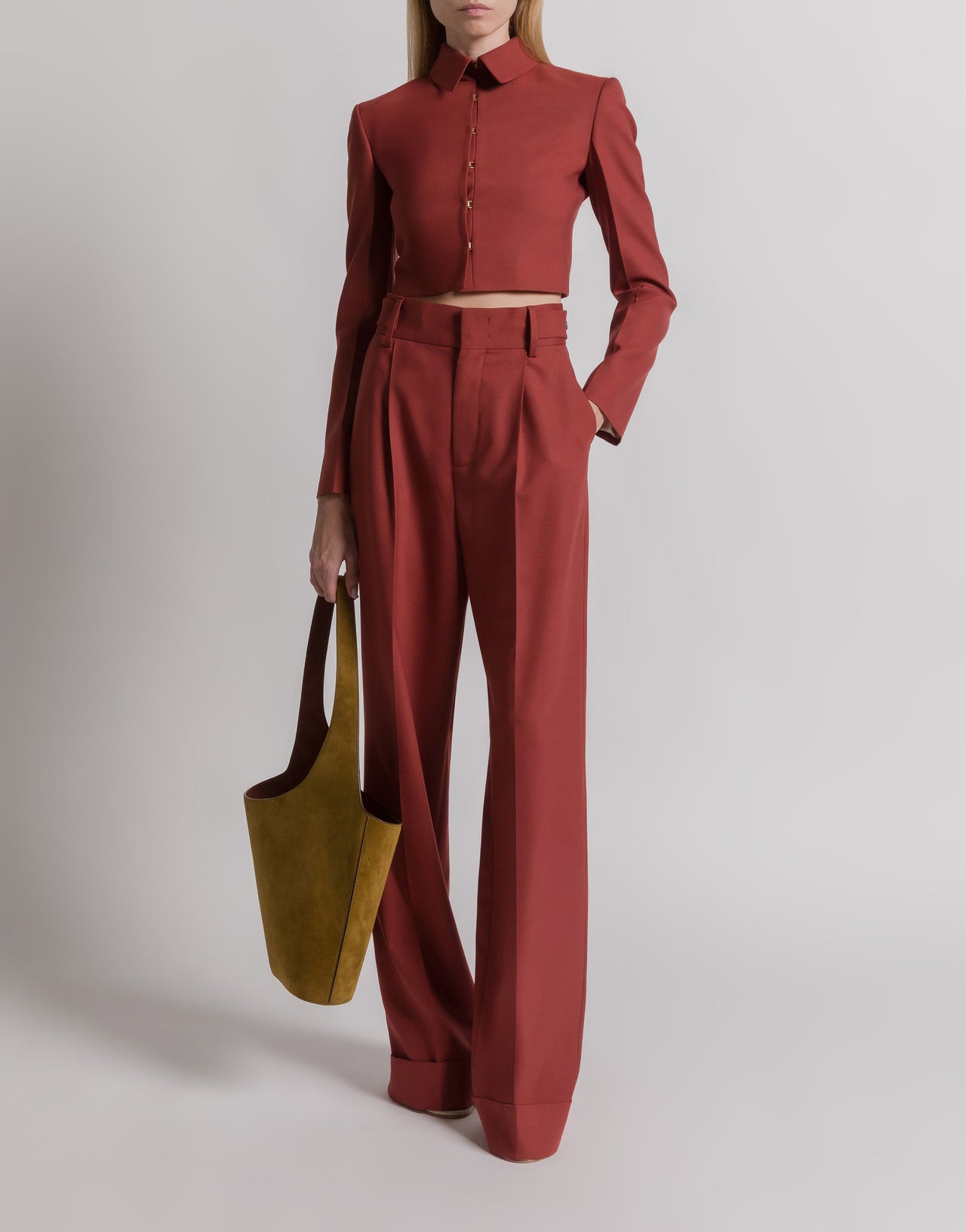 Giacca cropped in lana tropicale 红色 Alberta Ferretti Boutique Online 2