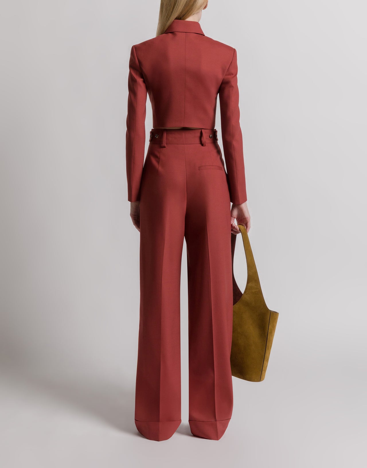 Giacca cropped in lana tropicale 红色 Alberta Ferretti Boutique Online 3