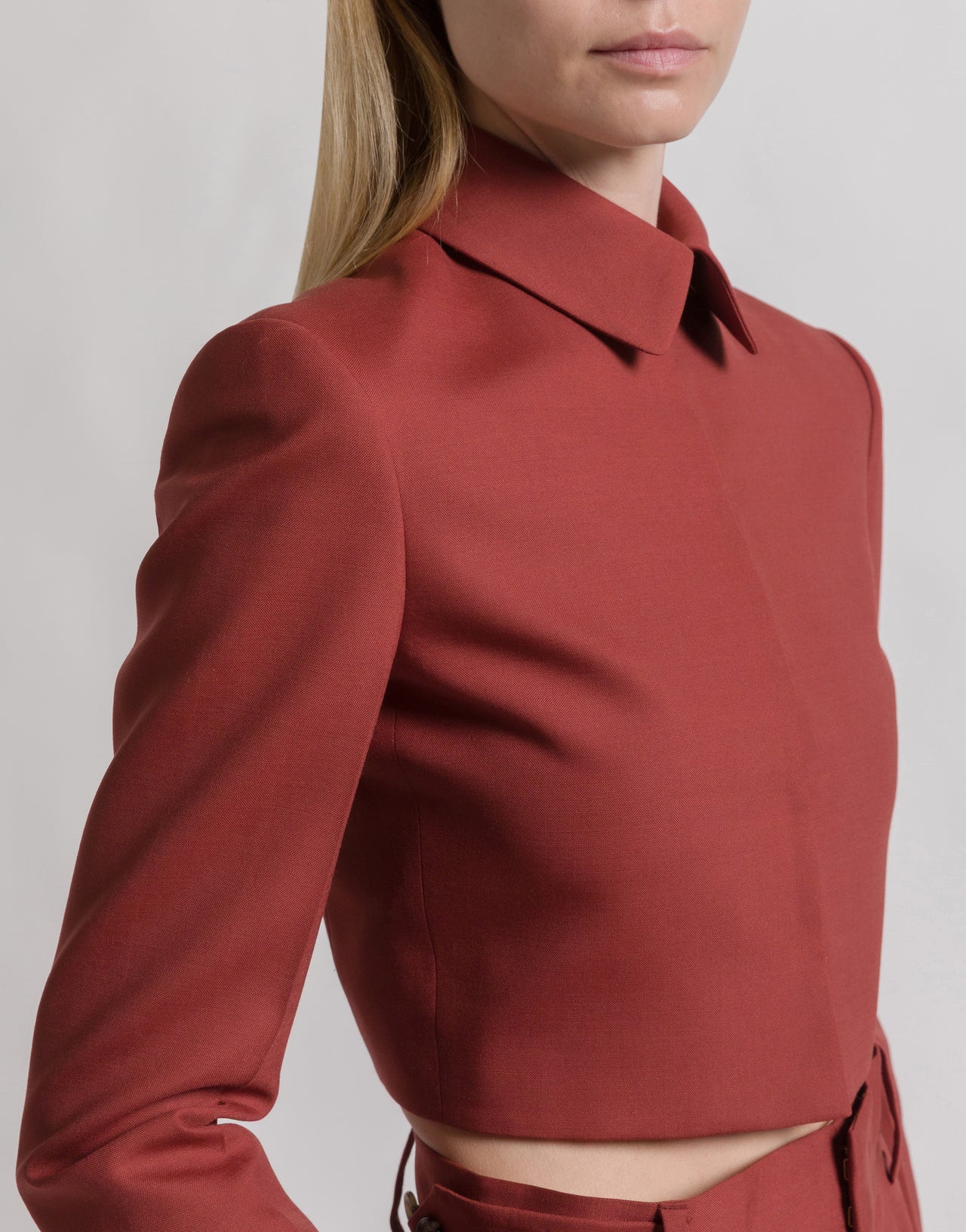 Giacca cropped in lana tropicale 红色 Alberta Ferretti Boutique Online 4