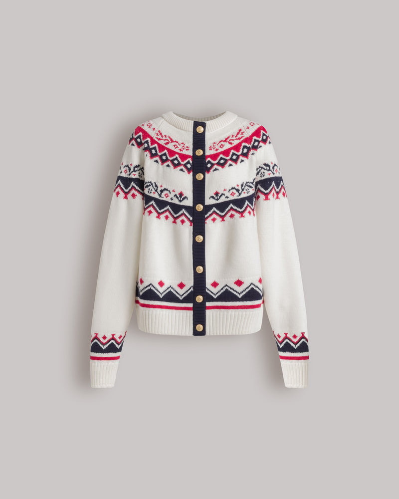 Fair Isle cardigan for après-ski White Alberta Ferretti Boutique Online 0