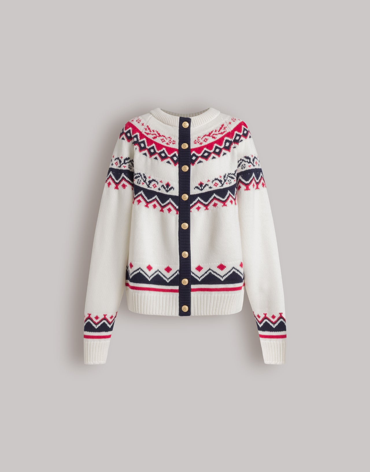 Fair Isle cardigan for après-ski White Alberta Ferretti Boutique Online 1