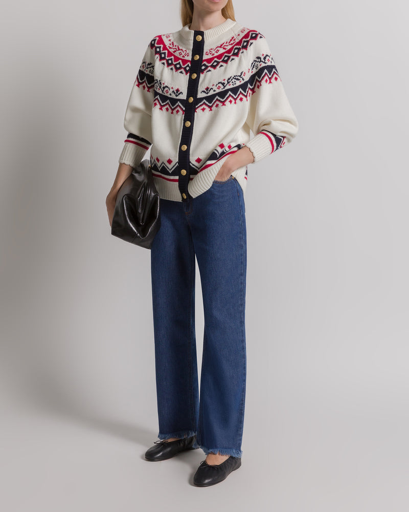 Fair Isle cardigan for après-ski White Alberta Ferretti Boutique Online 1
